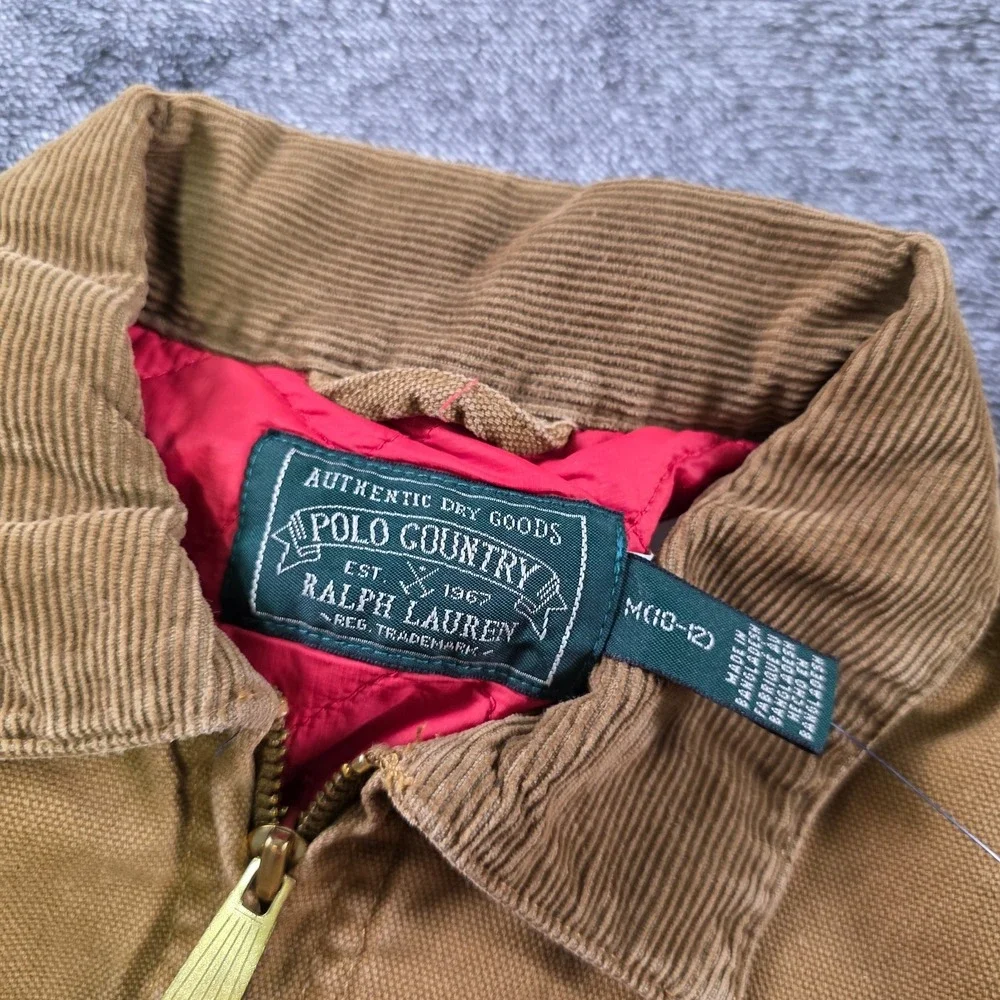 Ralph Lauren Polo Country Corduroy Collar Detroit Canvas Jacket Kids M 10-12
